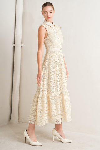 PURELY ROMANTIC WOVEN LACE MIDI DRESS - Glamourous Grace LLC