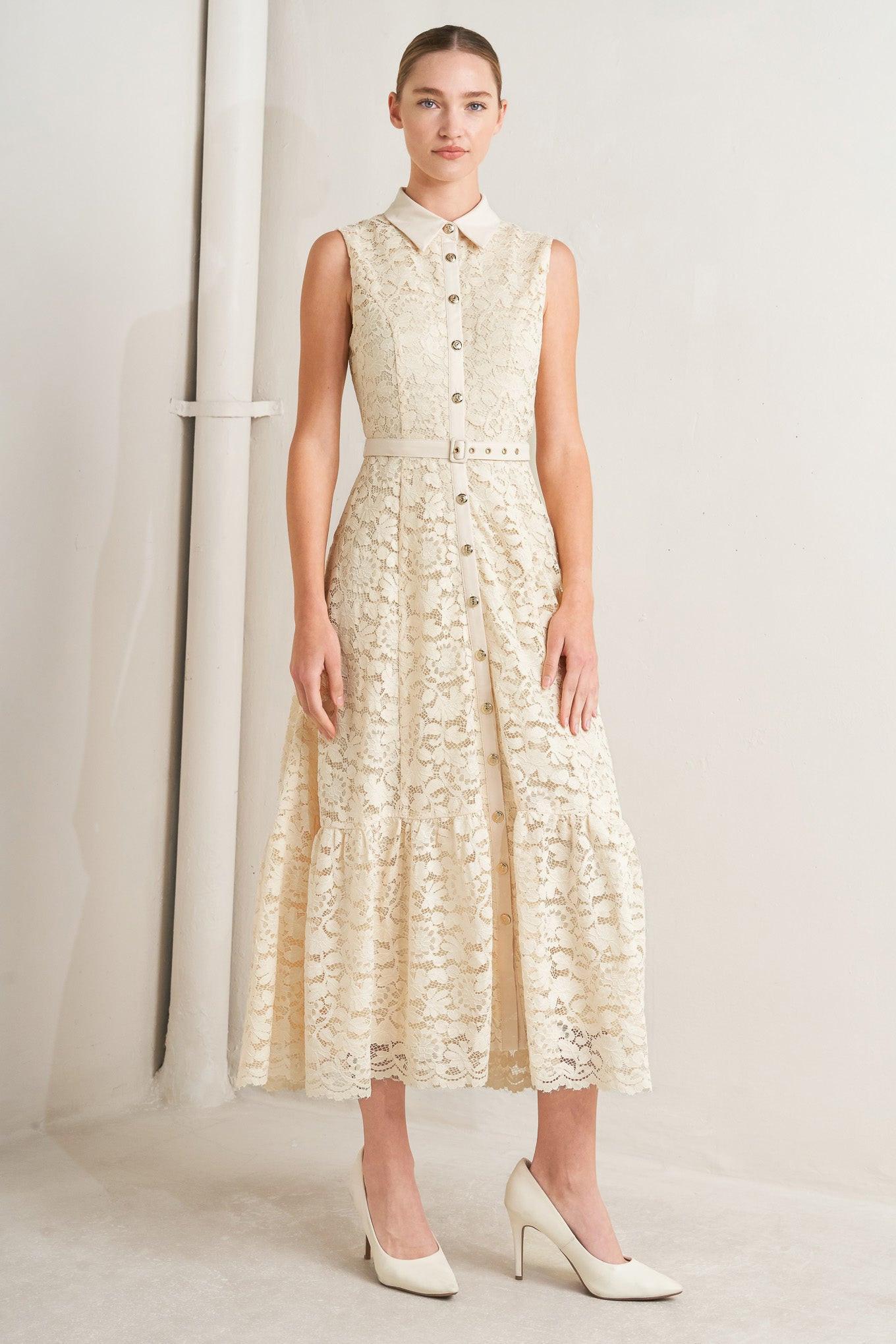 PURELY ROMANTIC WOVEN LACE MIDI DRESS - Glamourous Grace LLC
