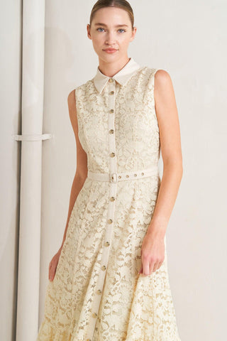 PURELY ROMANTIC WOVEN LACE MIDI DRESS - Glamourous Grace LLC