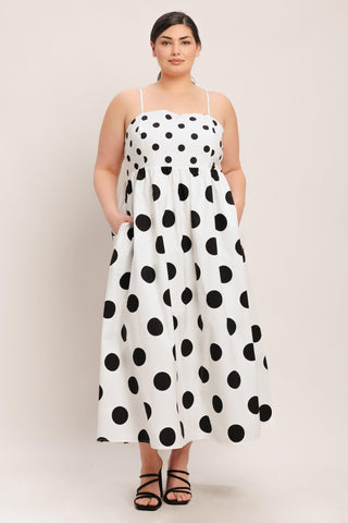 DOLCE VITA POLKA DOT WOVEN MIDI DRESS - Glamourous Grace