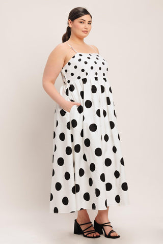DOLCE VITA POLKA DOT WOVEN MIDI DRESS - Glamourous Grace