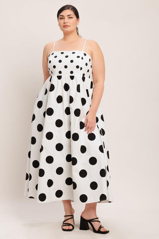DOLCE VITA POLKA DOT WOVEN MIDI DRESS - Glamourous Grace