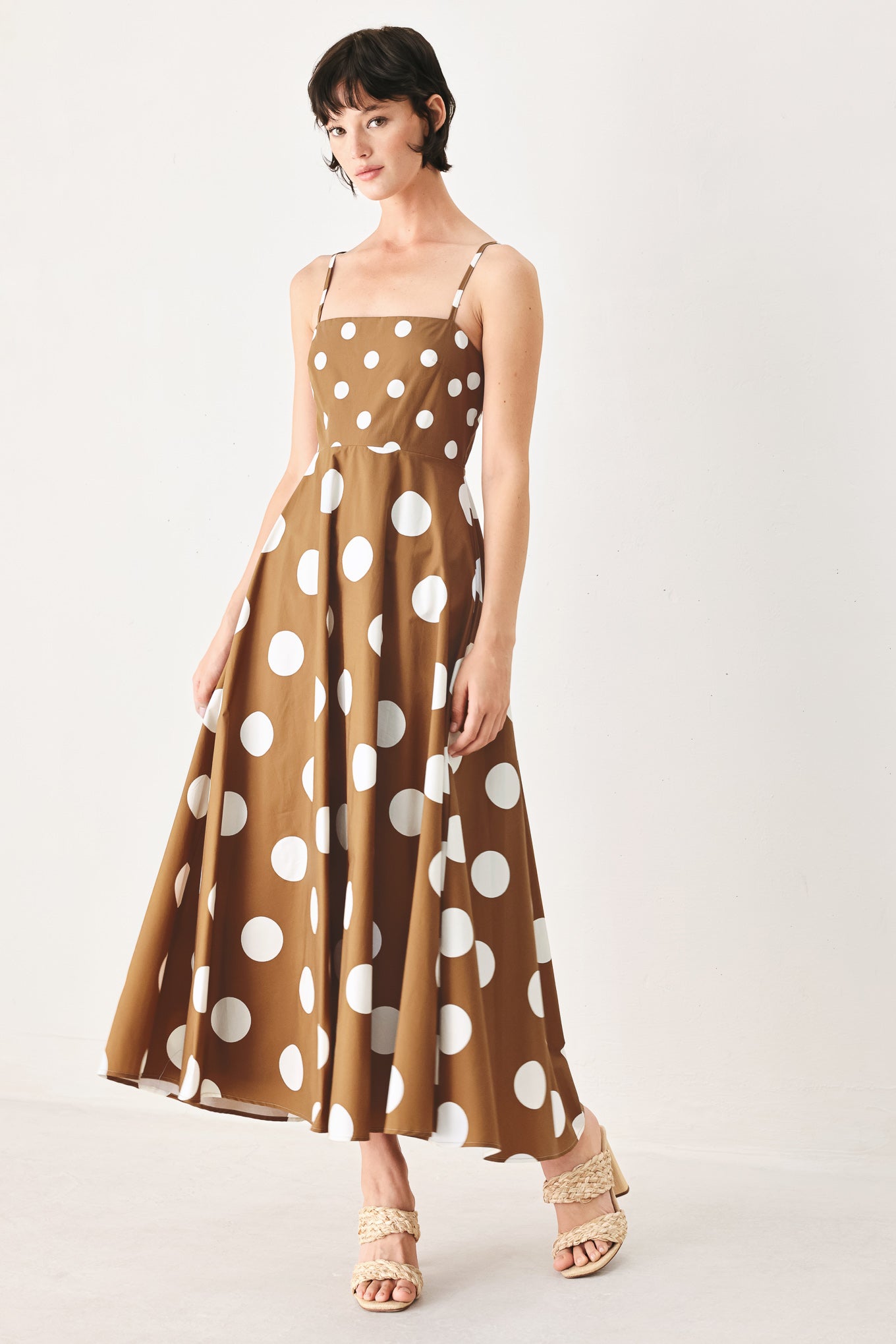 DOLCE VITA POLKA DOT WOVEN MIDI DRESS - Glamourous Grace