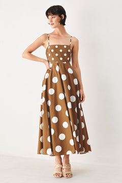 DOLCE VITA POLKA DOT WOVEN MIDI DRESS