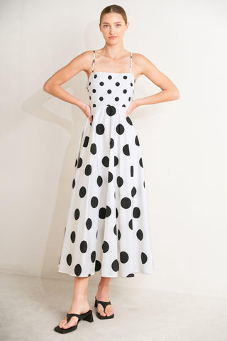 DOLCE VITA POLKA DOT WOVEN MIDI DRESS - Glamourous Grace