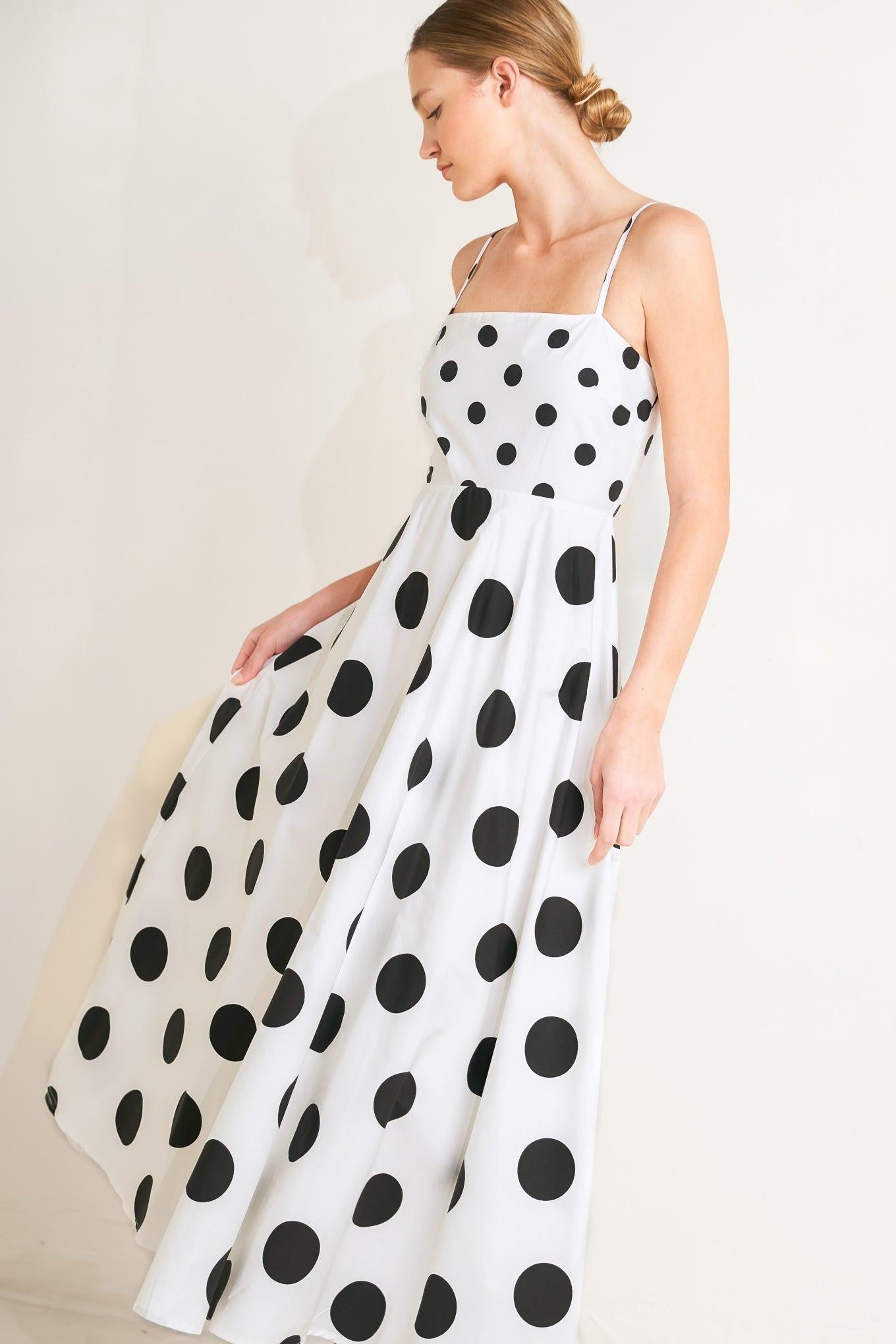 DOLCE VITA POLKA DOT WOVEN MIDI DRESS - Glamourous Grace