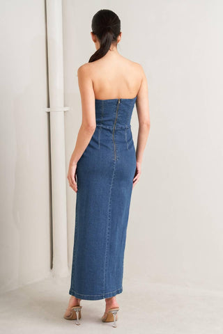 RAW ECHO DENIM MIDI DRESS - Glamourous Grace