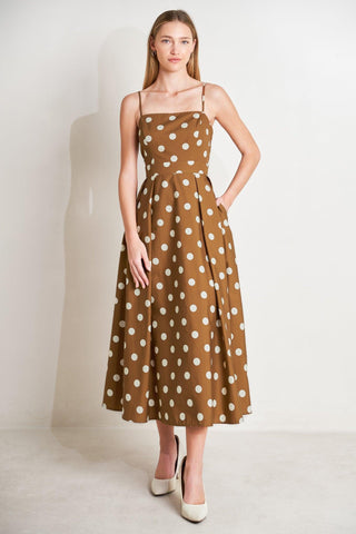 ESPRESSO DOT DREAM WOVEN MIDI DRESS - Glamourous Grace
