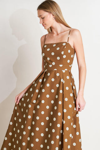ESPRESSO DOT DREAM WOVEN MIDI DRESS - Glamourous Grace