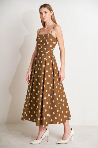 ESPRESSO DOT DREAM WOVEN MIDI DRESS - Glamourous Grace