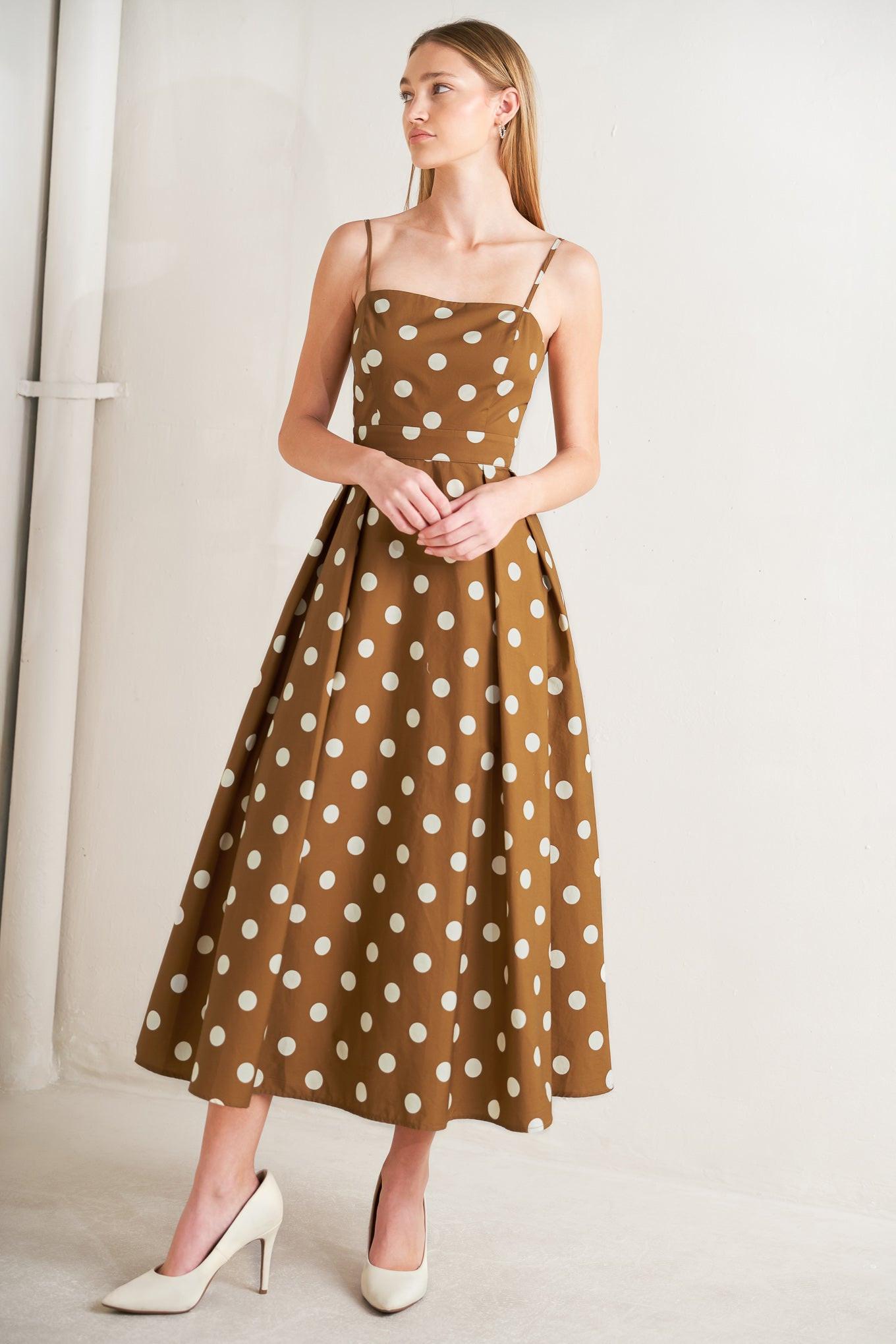 ESPRESSO DOT DREAM WOVEN MIDI DRESS - Glamourous Grace