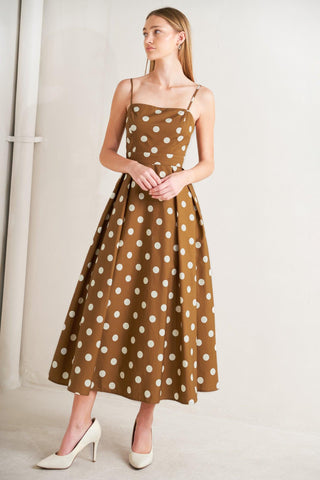 ESPRESSO DOT DREAM WOVEN MIDI DRESS - Glamourous Grace