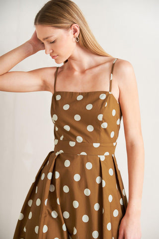 ESPRESSO DOT DREAM WOVEN MIDI DRESS - Glamourous Grace