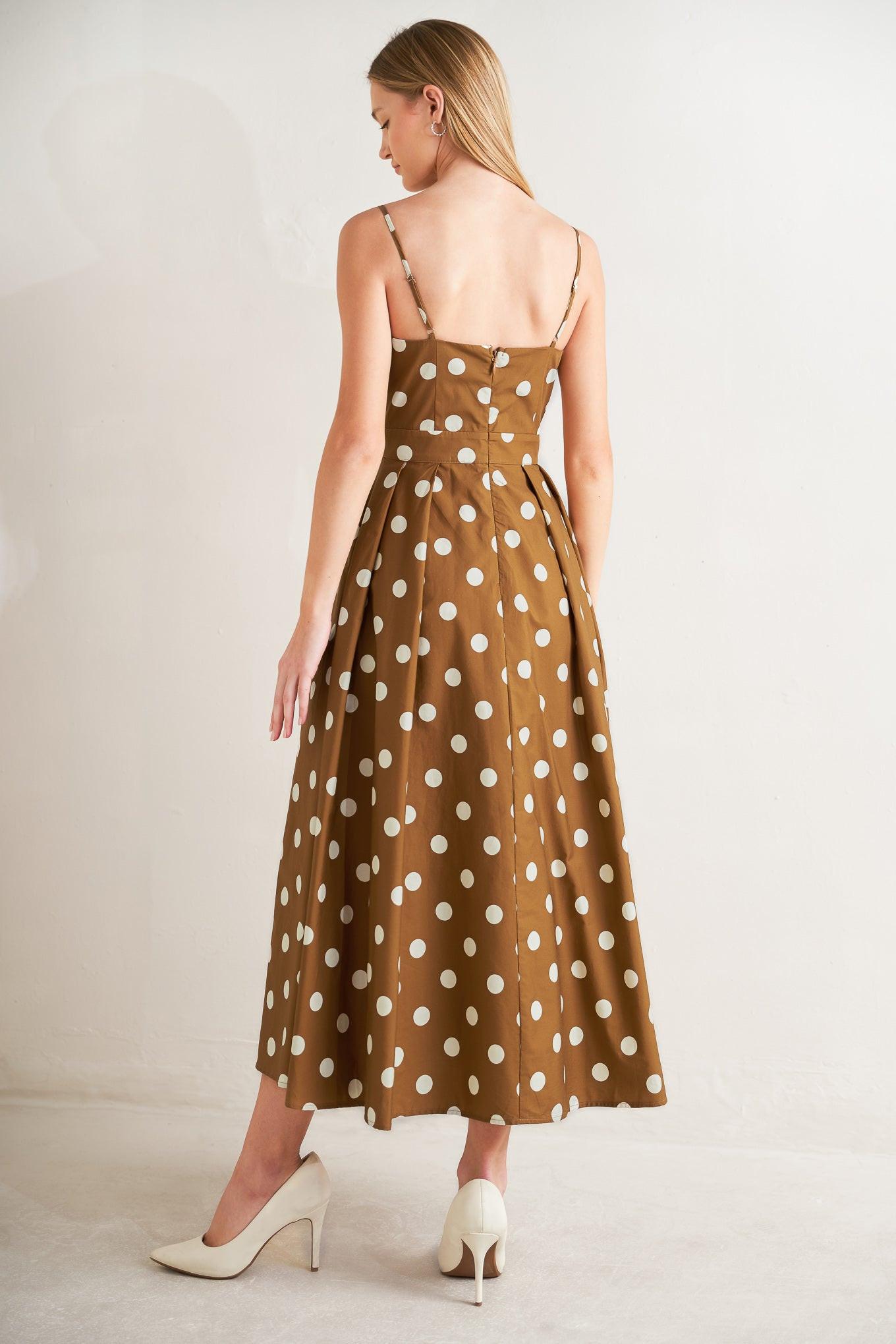 ESPRESSO DOT DREAM WOVEN MIDI DRESS - Glamourous Grace