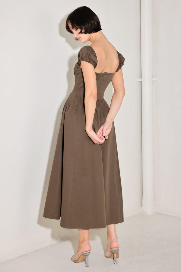 MOCHA MUSE MOMENT WOVEN MIDI DRESS - Glamourous Grace