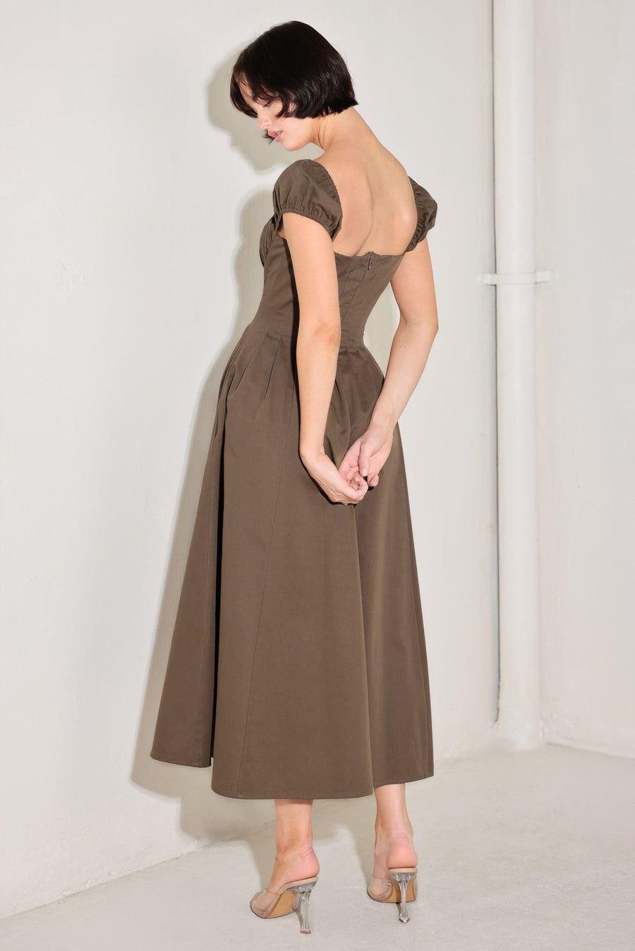 MOCHA MUSE MOMENT WOVEN MIDI DRESS - Glamourous Grace
