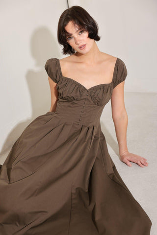 MOCHA MUSE MOMENT WOVEN MIDI DRESS - Glamourous Grace
