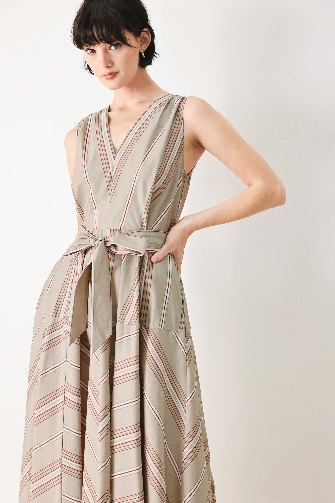 SWEET STRIPE WOVEN MIDI DRESS - Glamourous Grace