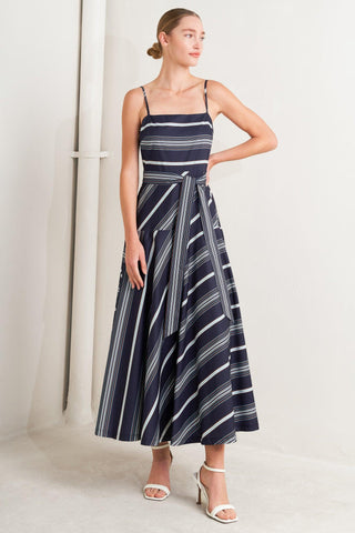 SWEET ESCAPE STRIPE WOVEN MIDI DRESS - Glamourous Grace