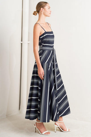 SWEET ESCAPE STRIPE WOVEN MIDI DRESS - Glamourous Grace