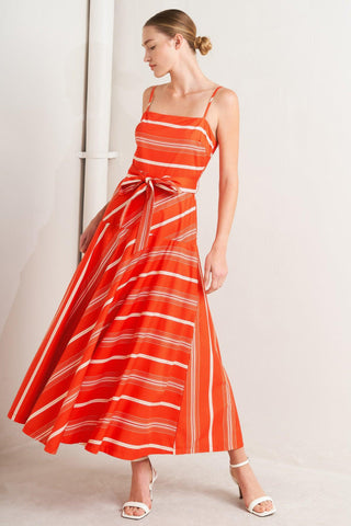 SWEET ESCAPE STRIPE WOVEN MIDI DRESS - Glamourous Grace