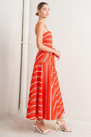 SWEET ESCAPE STRIPE WOVEN MIDI DRESS - Glamourous Grace