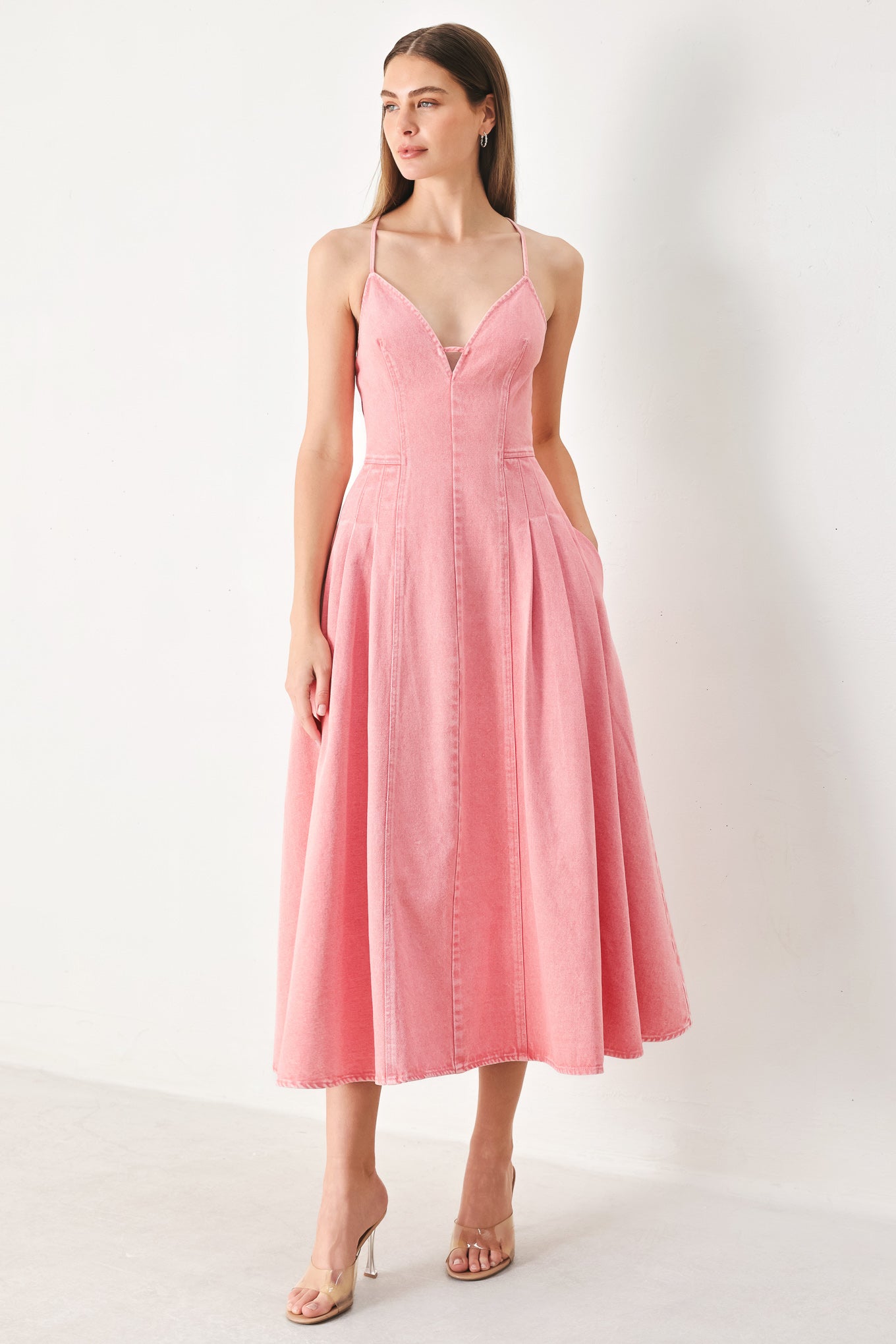 PINK HAZE WOVEN TWILL MIDI DRESS - Glamourous Grace