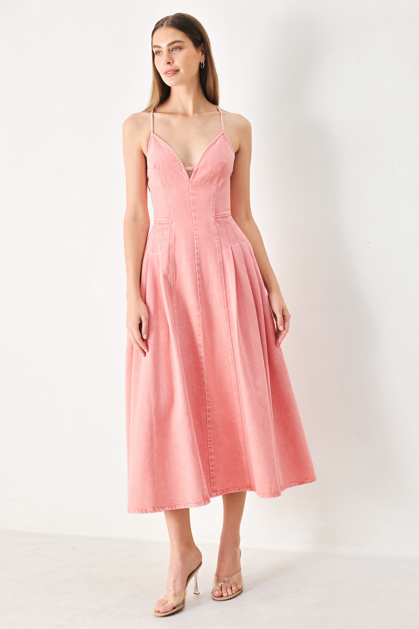 PINK HAZE WOVEN TWILL MIDI DRESS - Glamourous Grace