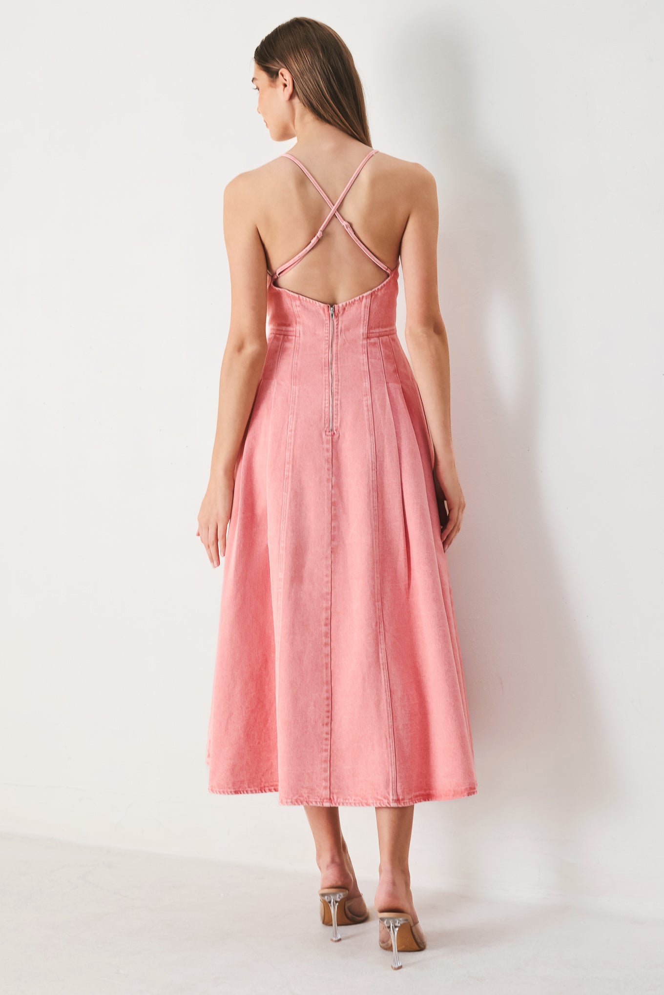 PINK HAZE WOVEN TWILL MIDI DRESS - Glamourous Grace