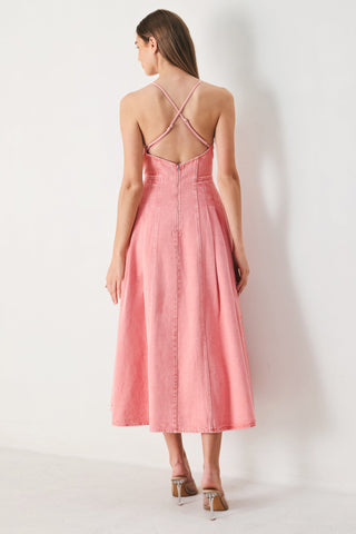 PINK HAZE WOVEN TWILL MIDI DRESS - Glamourous Grace