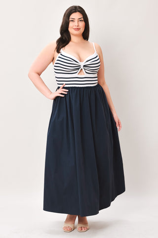PARIS STRIPE CUTOUT MIDI DRESS - Glamourous Grace