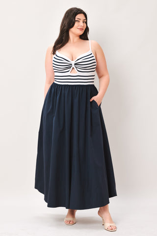 PARIS STRIPE CUTOUT MIDI DRESS - Glamourous Grace