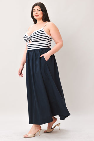 PARIS STRIPE CUTOUT MIDI DRESS - Glamourous Grace