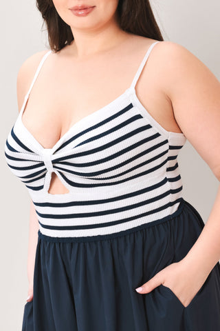 PARIS STRIPE CUTOUT MIDI DRESS - Glamourous Grace