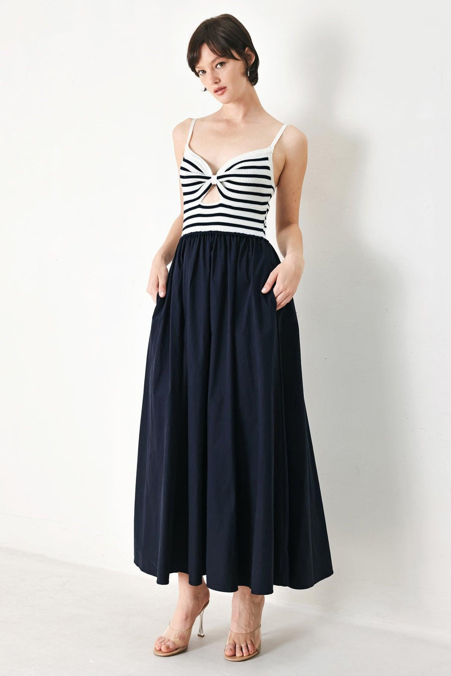 PARIS STRIPE CUTOUT MIDI DRESS - Glamourous Grace