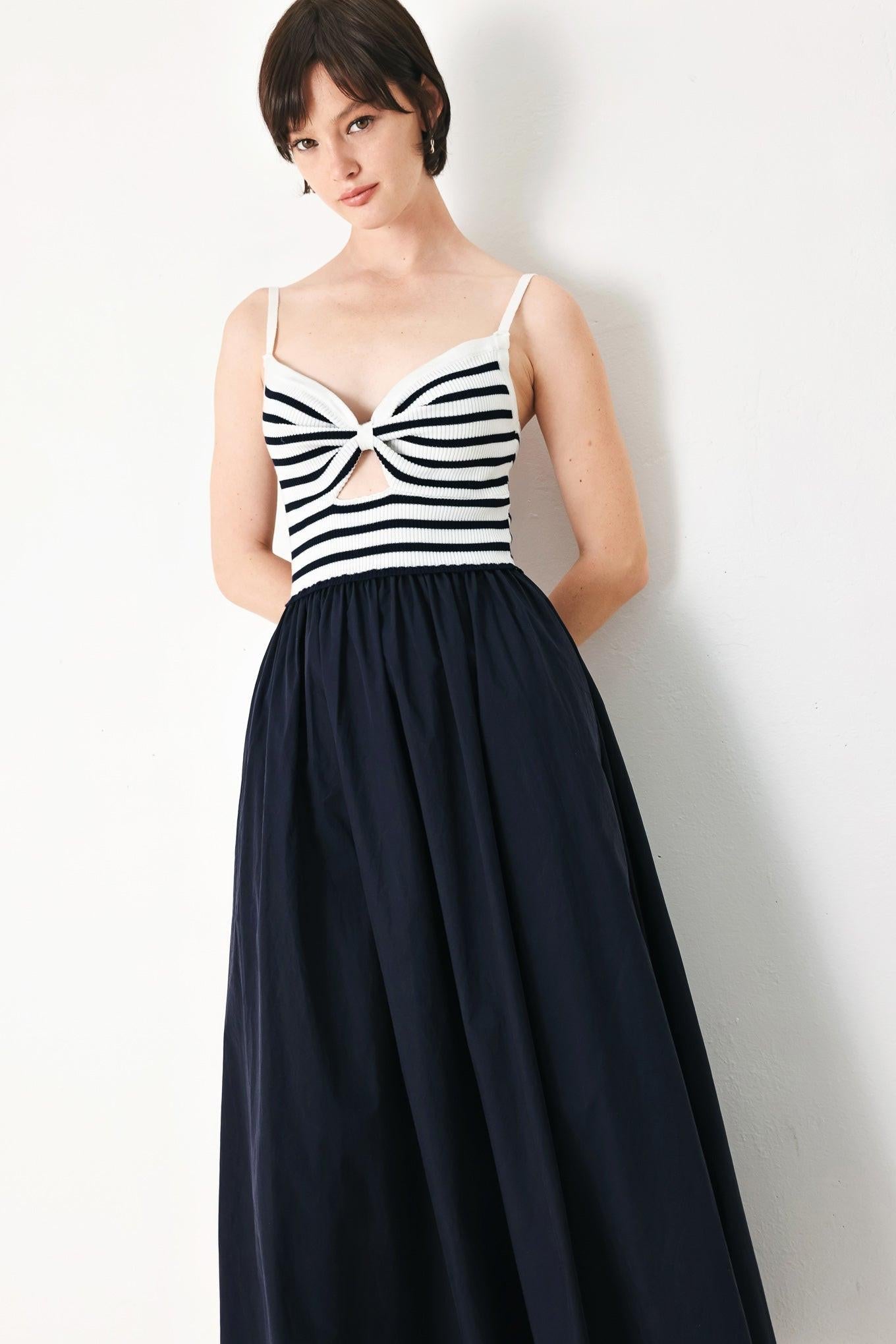 PARIS STRIPE CUTOUT MIDI DRESS - Glamourous Grace