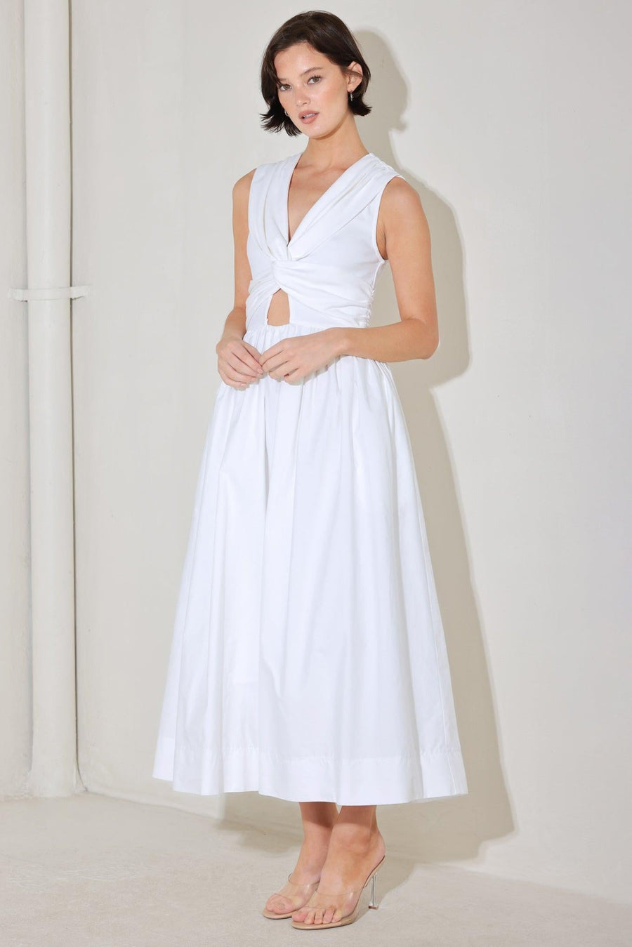 ANGEL VEIL SOLID MIDI DRESS - Glamourous Grace