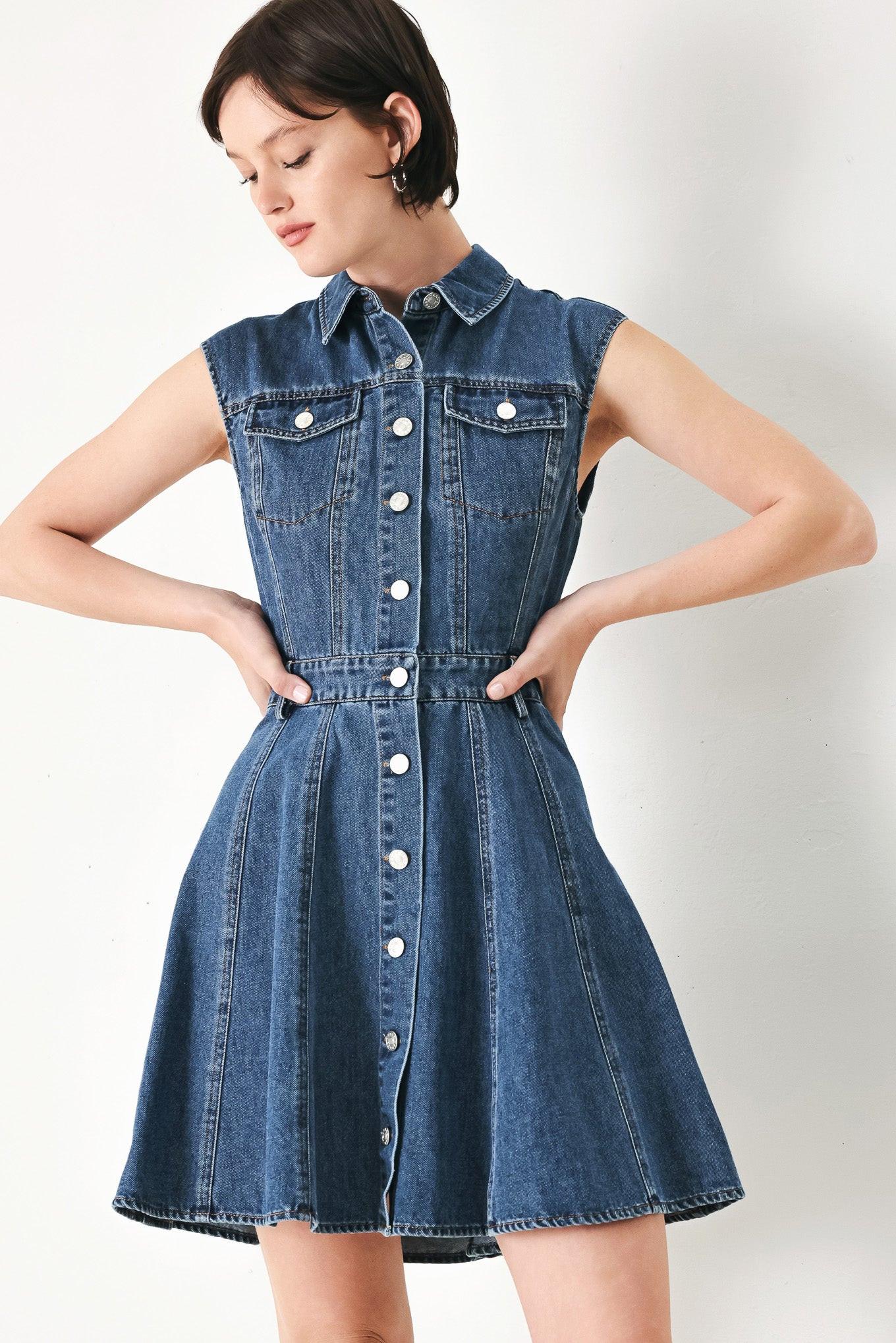CASUAL GLAM DENIM MINI DRESS - Glamourous Grace