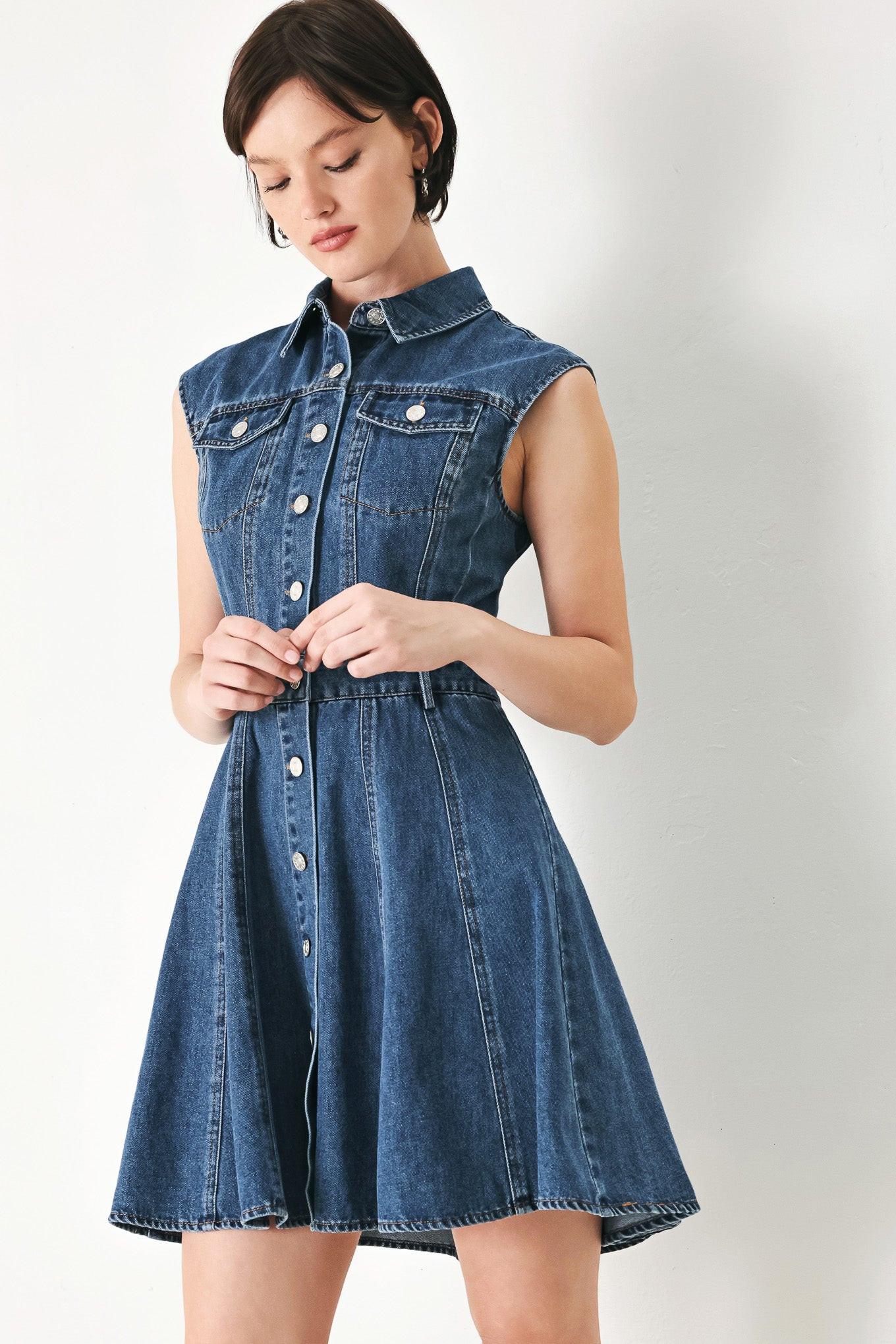 CASUAL GLAM DENIM MINI DRESS - Glamourous Grace