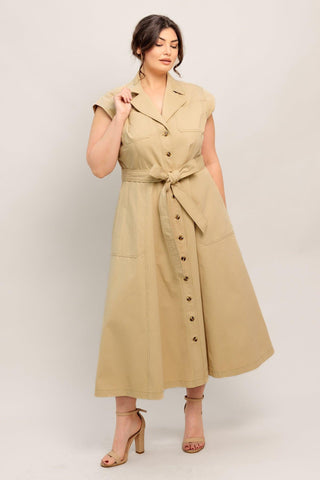 NATURAL INSTINCT WOVEN MIDI DRESS - Glamourous Grace
