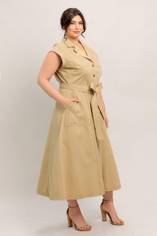 NATURAL INSTINCT WOVEN MIDI DRESS - Glamourous Grace