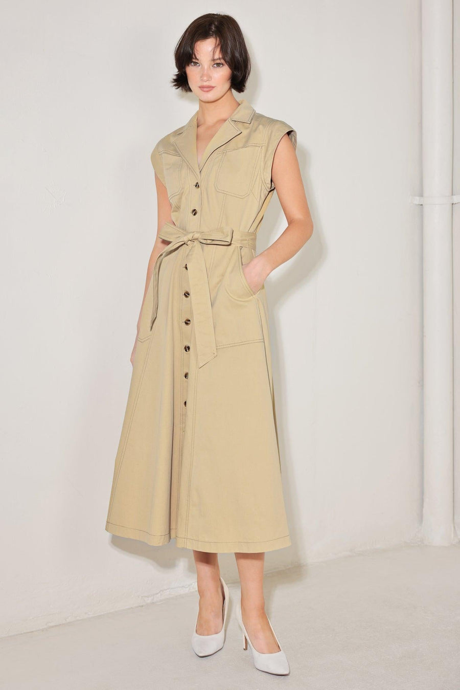 NATURAL INSTINCT WOVEN MIDI DRESS - Glamourous Grace
