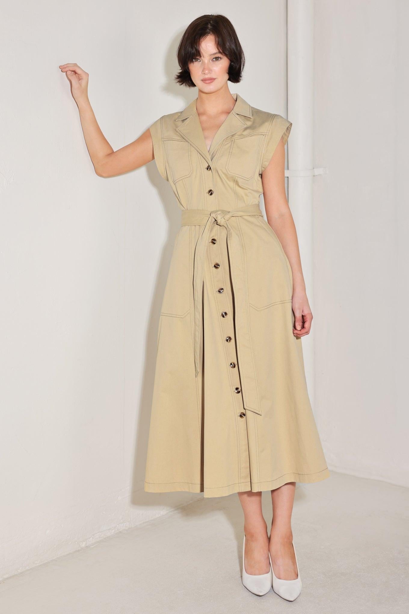 NATURAL INSTINCT WOVEN MIDI DRESS - Glamourous Grace