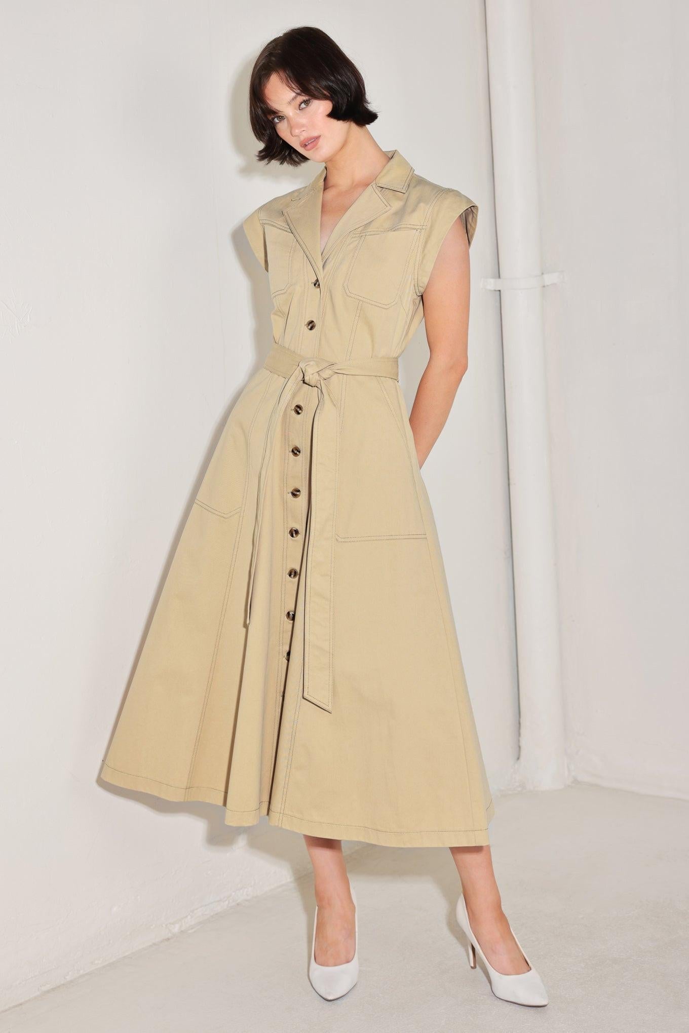 NATURAL INSTINCT WOVEN MIDI DRESS - Glamourous Grace