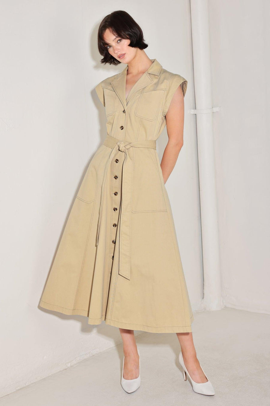 NATURAL INSTINCT WOVEN MIDI DRESS - Glamourous Grace