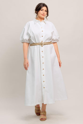 RELAXED TAILOR WOVEN MIDI DRESS - Glamourous Grace