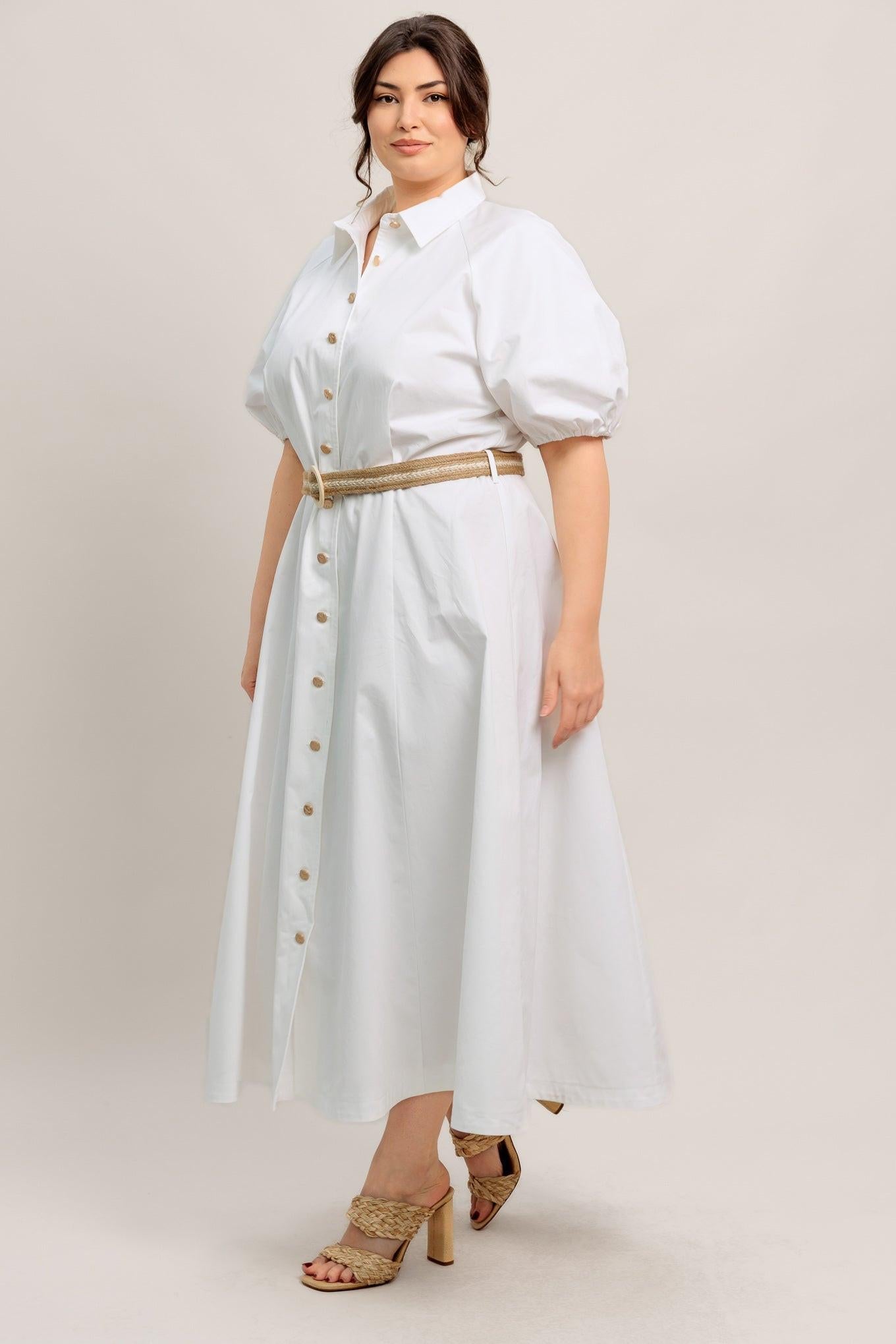 RELAXED TAILOR WOVEN MIDI DRESS - Glamourous Grace