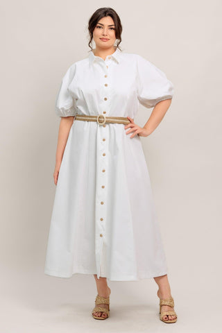 RELAXED TAILOR WOVEN MIDI DRESS - Glamourous Grace