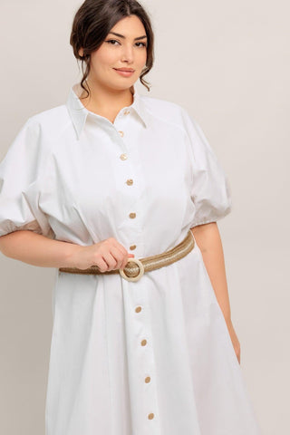 RELAXED TAILOR WOVEN MIDI DRESS - Glamourous Grace