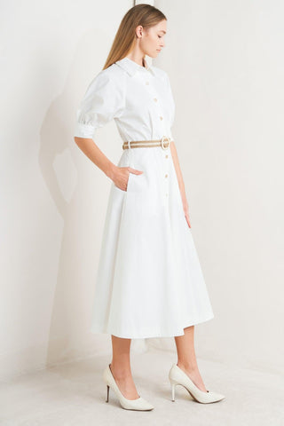 RELAXED TAILOR WOVEN MIDI DRESS - Glamourous Grace